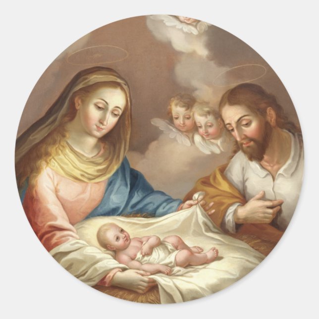 Pegatina Redonda La natividad (Anverso)