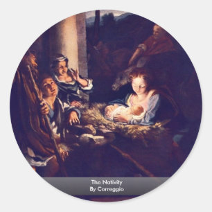 Pegatina Redonda La Natividad De Correggio
