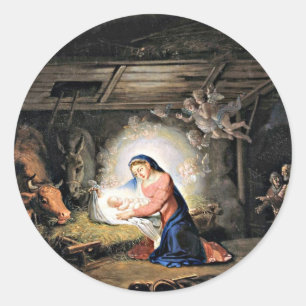 Pegatina Redonda La Natividad de Cristo - Vladimir Borovikovsky