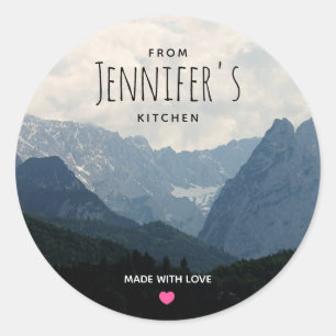 Pegatina Redonda La naturaleza de las montañas alpinas