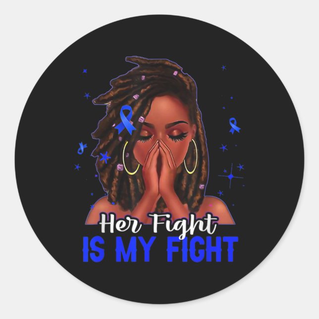 Pegatina Redonda La negra del cabello de Loc es mi lucha (Anverso)