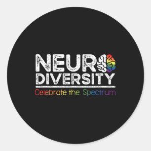 Pegatina Redonda La neurodiversidad celebra el autismo de la salud