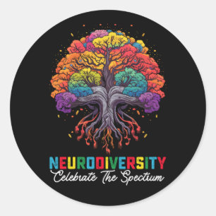 Pegatina Redonda La neurodiversidad celebra el autismo del espectro