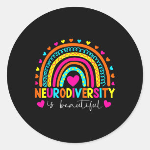 Pegatina Redonda La neurodiversidad es bello autismo especial