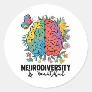Pegatina Redonda La Neurodiversidad Es Consciente Del Autismo De Sp