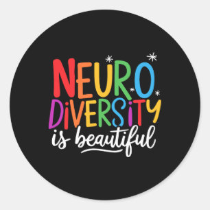 Pegatina Redonda La neurodiversidad es hermosa Sped TDAH Conciencia