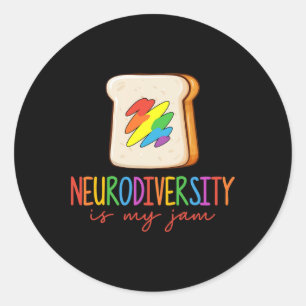 Pegatina Redonda La neurodiversidad es mi Jam Adhd Autism Awareness