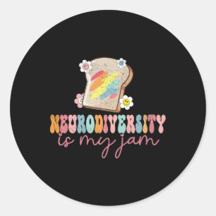 Pegatina Redonda La neurodiversidad es mi Jam Inclusion Autism Awar