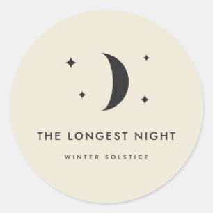 Pegatina Redonda La Noche Más Larga Luna del Solsticio de Invierno