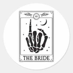 Pegatina Redonda La Novia Coven Mano de Esqueleto Gótico Despedida 