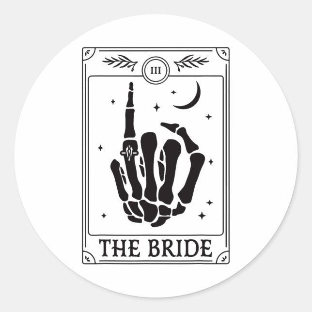 Pegatina Redonda La Novia Coven Mano de Esqueleto Gótico Despedida  (Anverso)