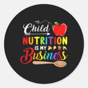 Pegatina Redonda La nutrición infantil es mi negocio Manzana linda 