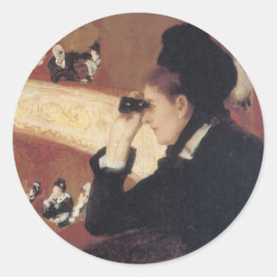 Pegatina Redonda La Ópera por Mary Cassatt, Impresionismo Antiguo