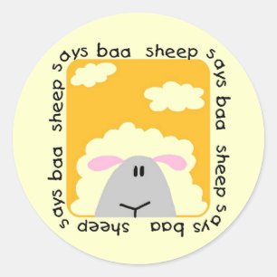 Pegatina Redonda La oveja dice las camisetas y los regalos del Baa