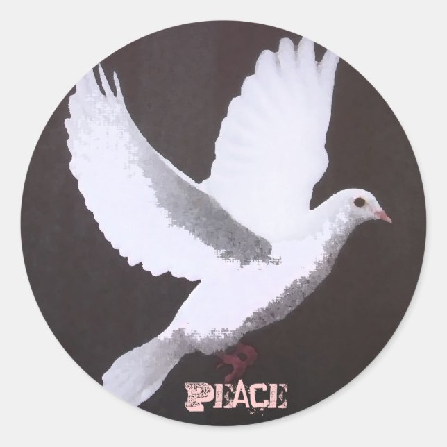 Pegatina Redonda La paloma blanca de la paz (Anverso)