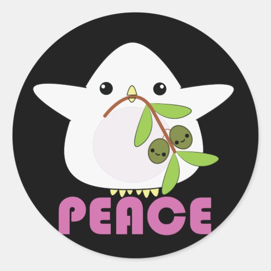 Pegatina Redonda La Paloma De La Paz De Kawaii Con Pegatinas De La Zazzle Es Logo de la mascota del gallo ninja de dibujos animados. pegatina redonda la paloma de la paz de kawaii con pegatinas de la