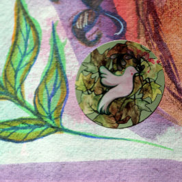 Pegatina Redonda La paloma de la paz en la Tierra y la esperanza po