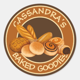 Pegatina Redonda La panadería le entrega el logo de Baker