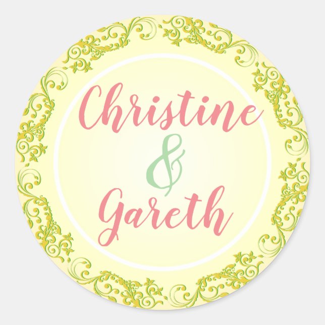 Pegatina Redonda La Pareja Feliz. Dos nombres en un (Anverso)