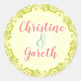 Pegatina Redonda La Pareja Feliz. Dos nombres en un