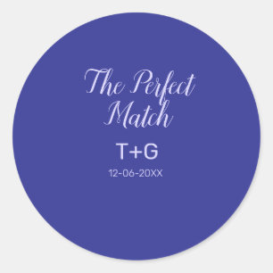 Pegatina Redonda La pareja perfecta azul real de lujo añade pareja 