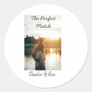 Pegatina Redonda La pareja perfecta boda foto moderna añadir