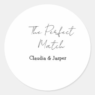 Pegatina Redonda La pareja perfecta nombre simple boda de pareja