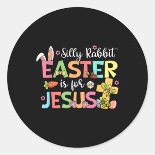 Pegatina Redonda La Pascua De La Conejo Silenciosa Es Para Jesucris