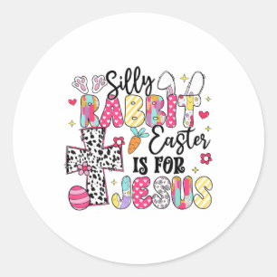 Pegatina Redonda La Pascua De La Conejo Silenciosa Es Para Jesucris