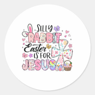 Pegatina Redonda La Pascua De La Conejo Silenciosa Es Para Jesucris