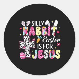 Pegatina Redonda La Pascua De La Rabbit Silly Es Para La Semana Rel