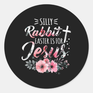 Pegatina Redonda La Pascua De Rabbit Silenciosa Es Para Jesús Chris