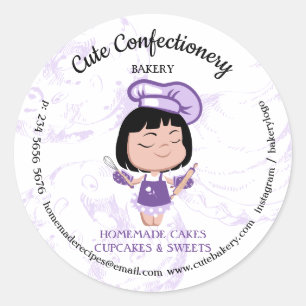Pegatina Redonda La pastelería La panadería linda