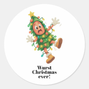 Pegatina Redonda ¡La peor Navidad de Wurst! Salami divertido