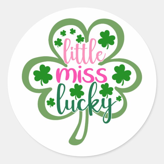 Pegatina Redonda La pequeña Miss Lucky Charm 🍀 ✨ (Anverso)