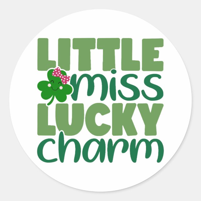 Pegatina Redonda La pequeña Miss Lucky Charm 🍀 ✨ (Anverso)