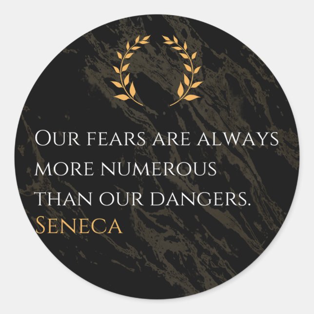 Pegatina Redonda La percepción de Séneca: miedo comparado con pelig (Anverso)