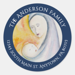 Pegatina Redonda La personalizado Madonna y los Navidades infantile