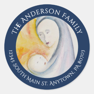 Pegatina Redonda La personalizado Madonna y los Navidades infantile