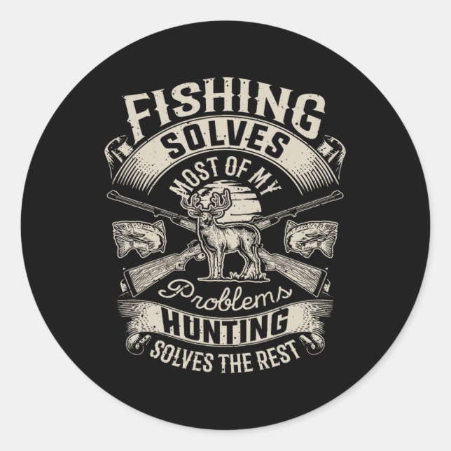 Pegatina Redonda La Pesca Resuelve La Mayoría De Mis Problemas Con  (Anverso)