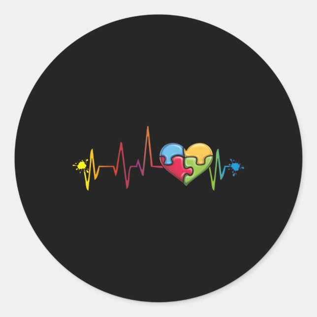Pegatina Redonda La pieza del rompecabezas del autismo Hebeat Jigsa (Anverso)