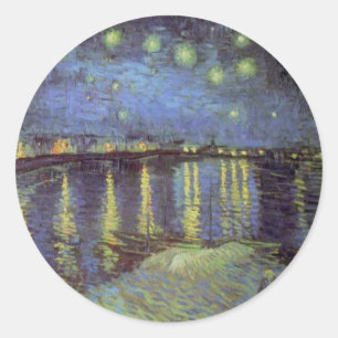 Pegatina Redonda La pintura nocturna estelar de Van Gogh
