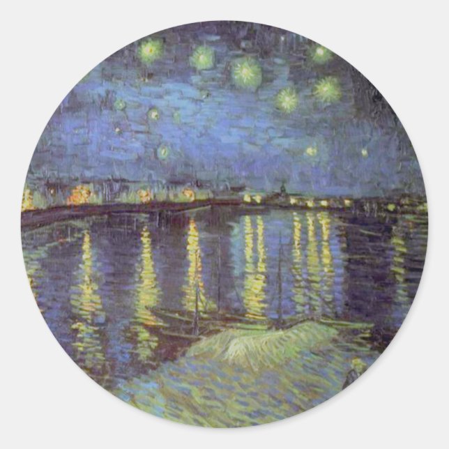 Pegatina Redonda La pintura nocturna estelar de Van Gogh (Anverso)