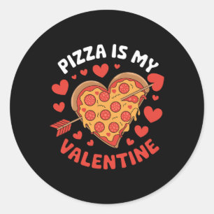 Pegatina Redonda La pizza es mi corazón Día de San Valentín de San 