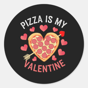 Pegatina Redonda La pizza es mi Día de San Valentín divertida de Sa