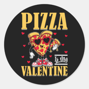 Pegatina Redonda La pizza es mi Día de San Valentín divertida de Sa