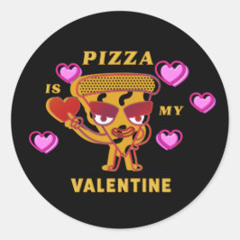 Pegatina Redonda La pizza es mi San Valentín