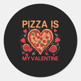 Pegatina Redonda La pizza es mi Valentine Heart Pizza Lover Valenti