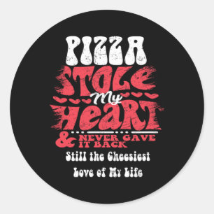 Pegatina Redonda La pizza robó mi corazón ~ Día de San Valentín div