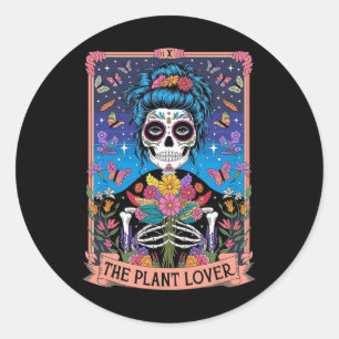 Pegatina Redonda La planta Lady Funny Mystic Skeleton Tarot Cards P